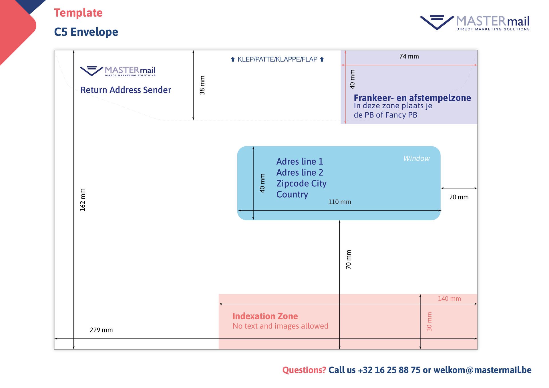 MASTERmail Bpost Template C5 Envelope for bpost