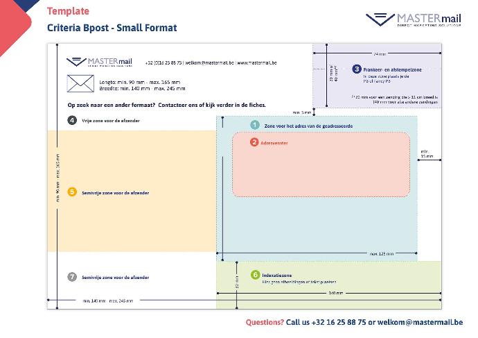 Template criteria bpost small format envelope