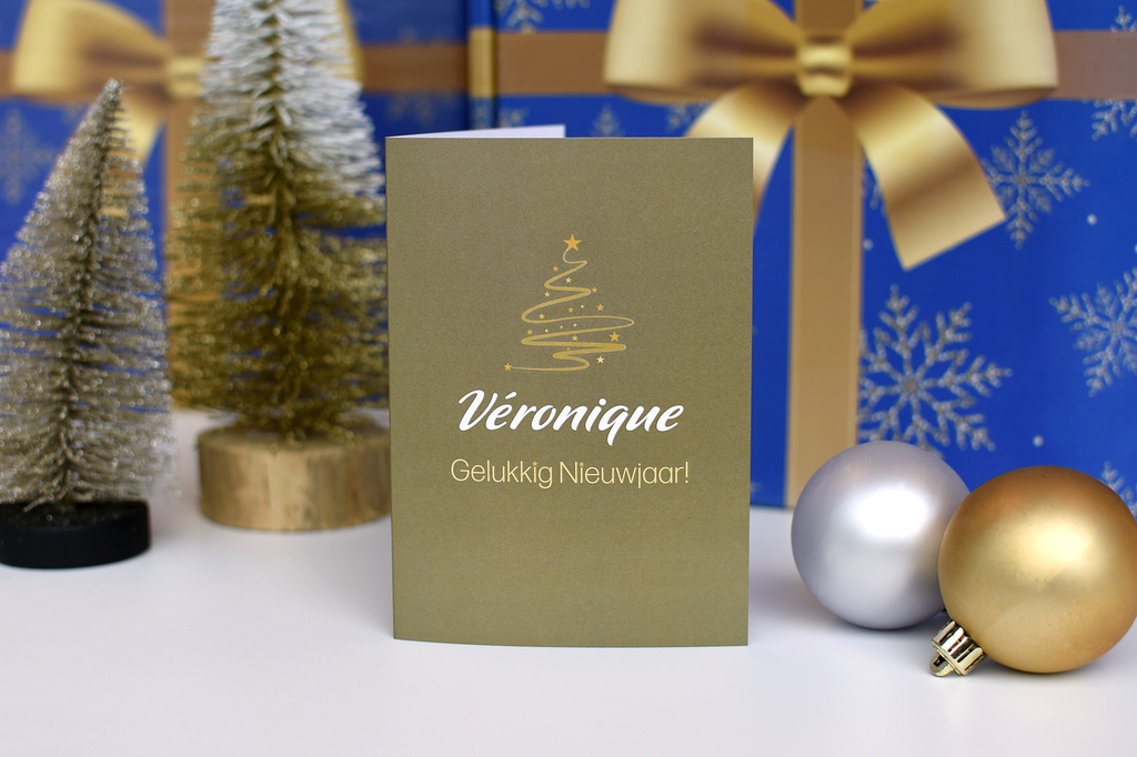 Wenskaart 'gouden kerstboom'
