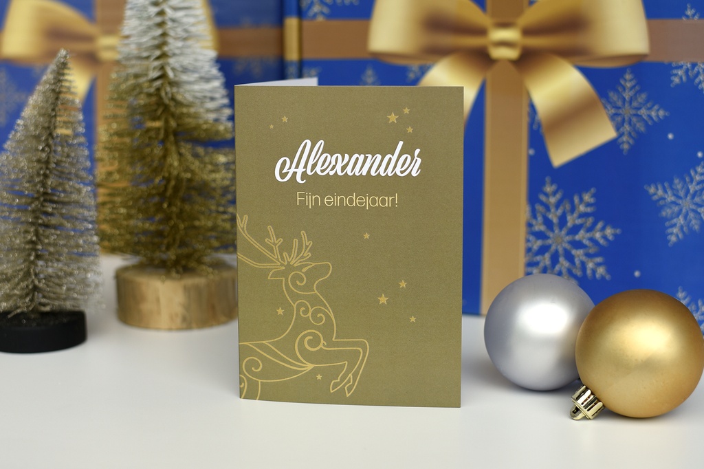 Wenskaart 'gouden rendier'