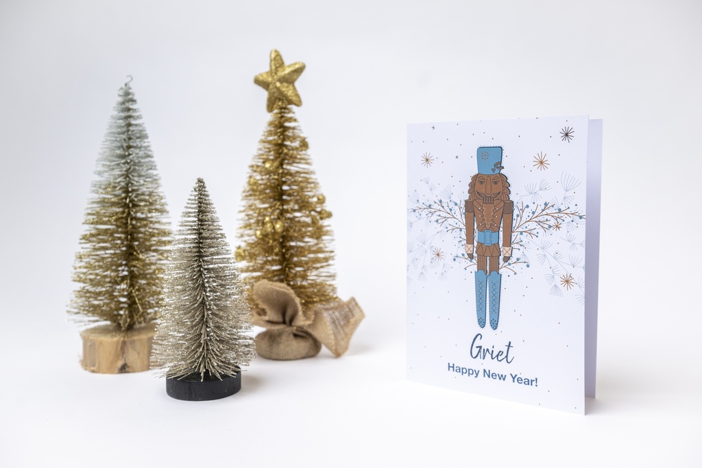 Wenskaart 'joyful nutcracker white'