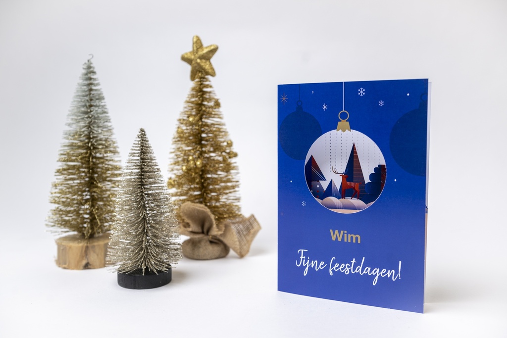 Wenskaart 3D 'christmas buble'